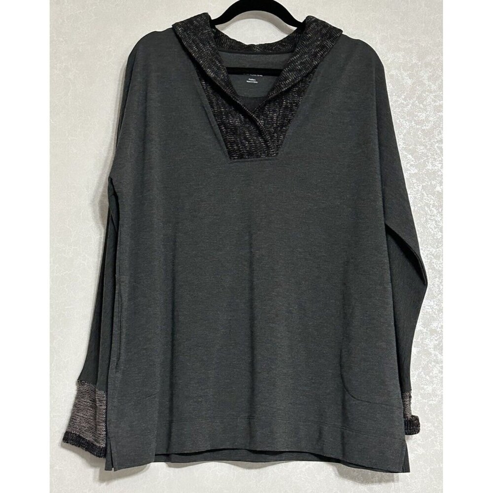 Soft Surroundings Long Sleeve Tunic Sweater Solid Gray‎ V-neck Stretch Petite PL